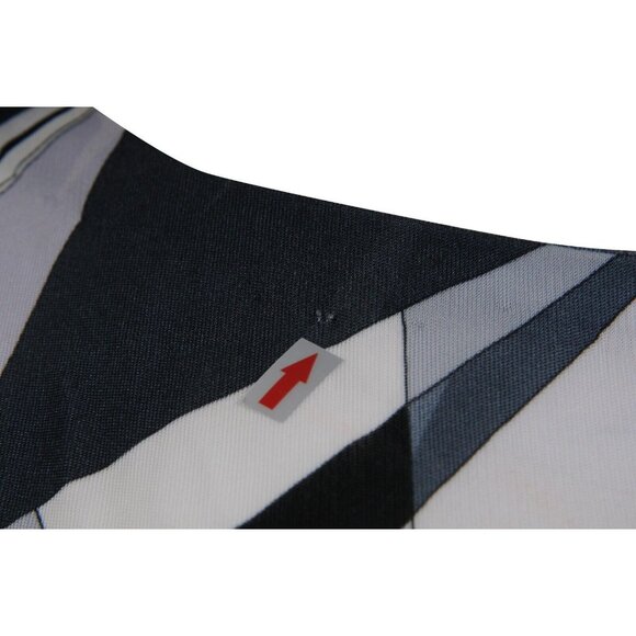 Emilio Pucci Print Long Sleeve Top IT 40 Medium Gray White Viscose Belted Blouse - Picture 6 of 16